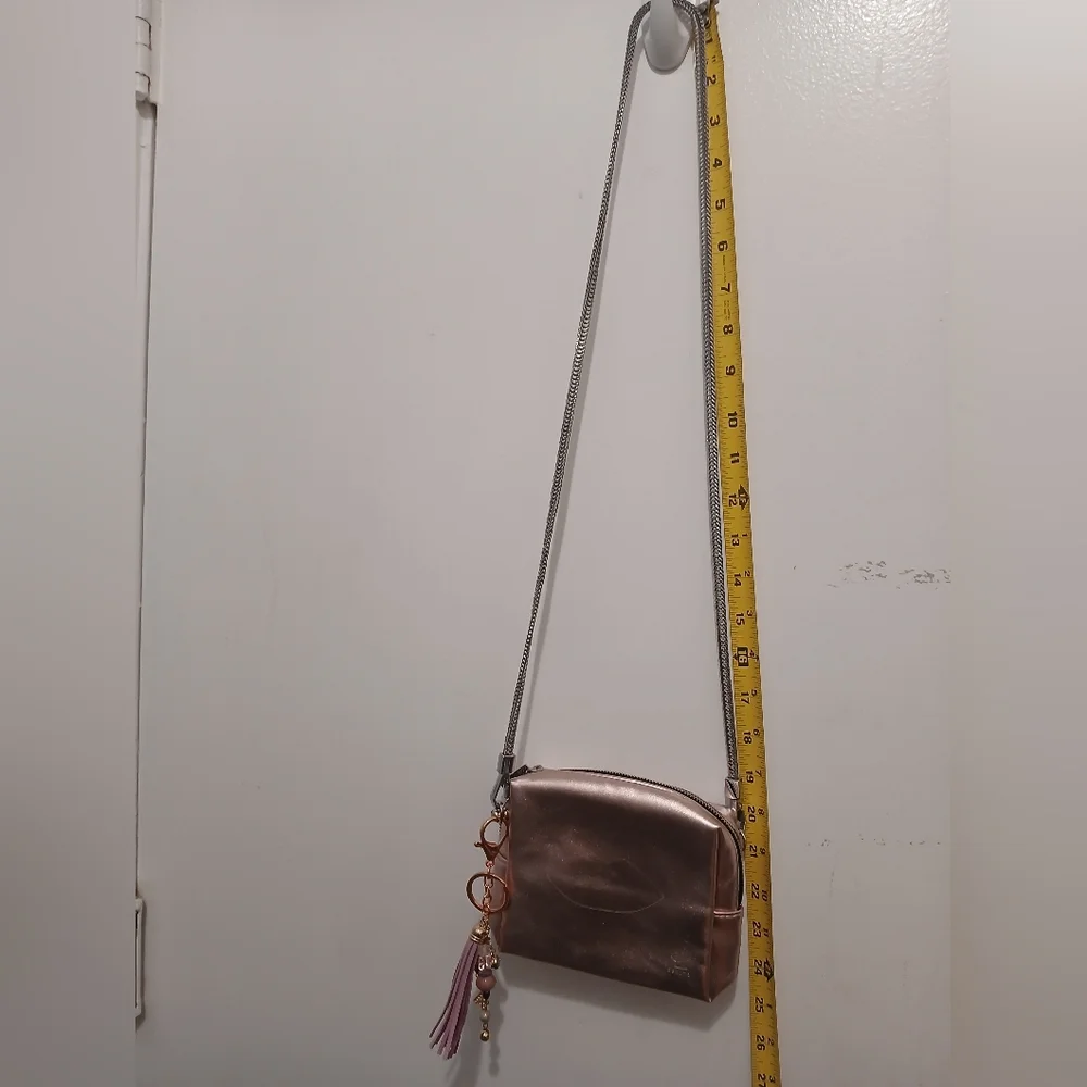 Yves Saint‎ Laurent PINK Metallic Cosmetic Bag Crossbody Converted Pearls Tassle